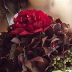 Rustic and Vintage Inspired Alicia Bouquet Collection in Brown, Yellow, Red, Copper, White with Rhinestone jewelry and Pendant Decorations