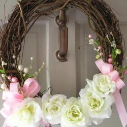 Pink and White Wedding Wreath